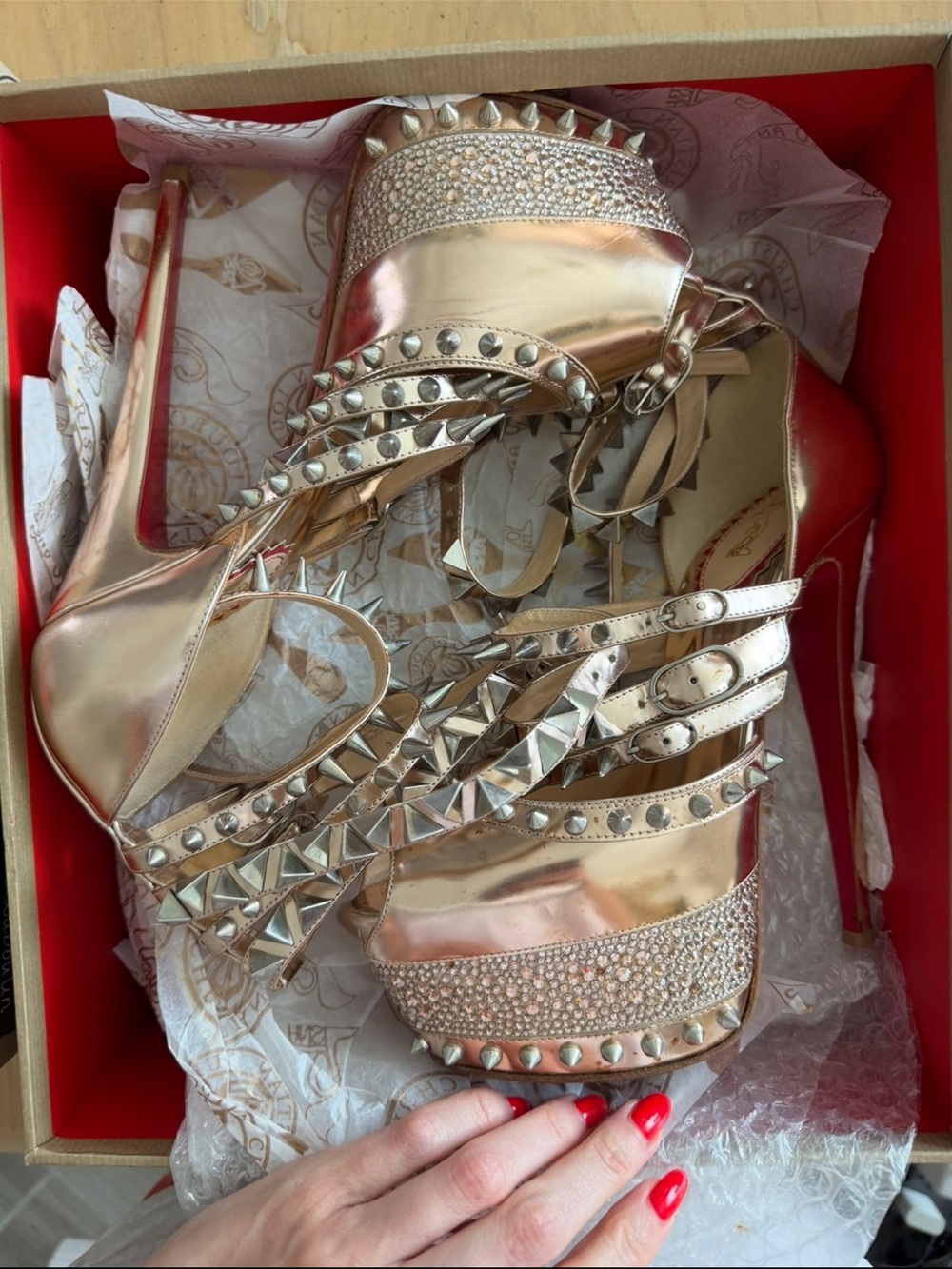Christian Louboutin 20th Anniversary Limited Edition Isolde Rose Gold Studded